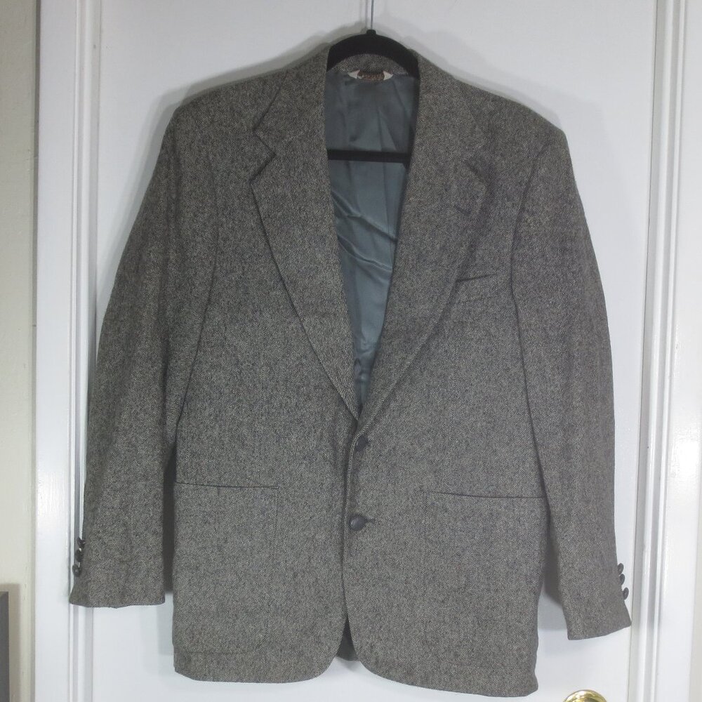 NEW C&R Clothiers Jacket Vintage Brown Gray Wool Tweed Lined Blazer Size 44R